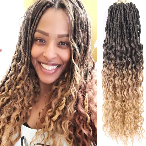 Miniatura 62 de Cabello de ganchillo para mujeres negras Goddess Locs de 14 pulgadas 8 paquetes 613 Locs falsos suaves preenganchados trenzas de ganchillo cabello