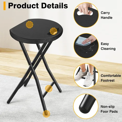 Miniatura 8 de TAVR Furniture Silla plegable portátil con asa, taburete plegable redondo resistente con capacidad de 500 libras para adultos, taburete plegable