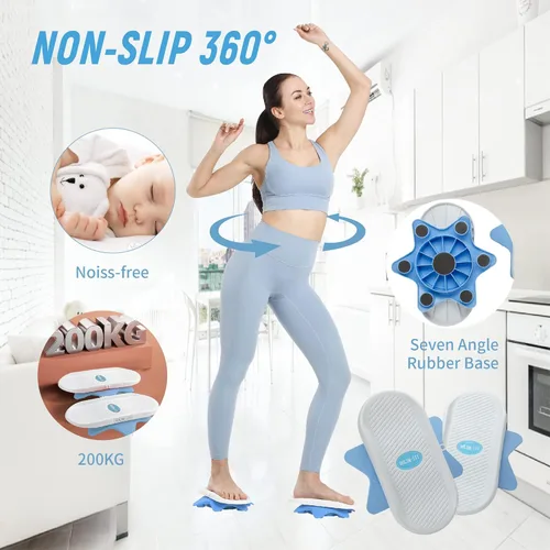 Miniatura 3 de Tabla giratoria de abdominales, tabla de ejercicios Twister, ejercicio de disco de torsión de cintura, ejercicio de tabla de abdominales, Azul