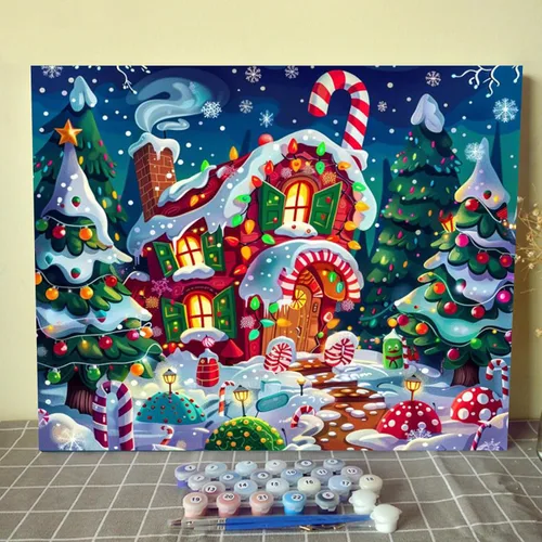 Miniatura 8 de Kit de pintura al óleo para ventana de playa, paisaje, por números, 16 x 20 pulgadas, lienzo, flores, paisaje, bricolaje, pintura al óleo para Pbn