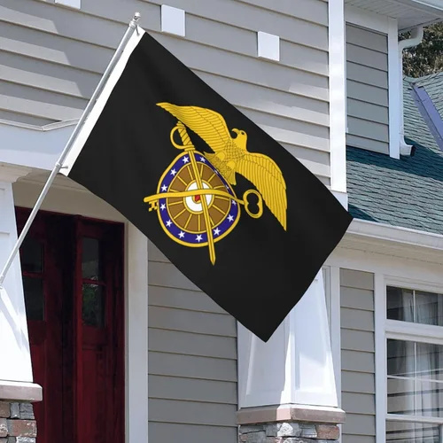 Miniatura 7 de Bandera de Insignia de rama del Cuerpo de Intendente de Estados Unidos, 3 x 5 pies, poliéster duradero de doble cara, divertida pancarta decorativa