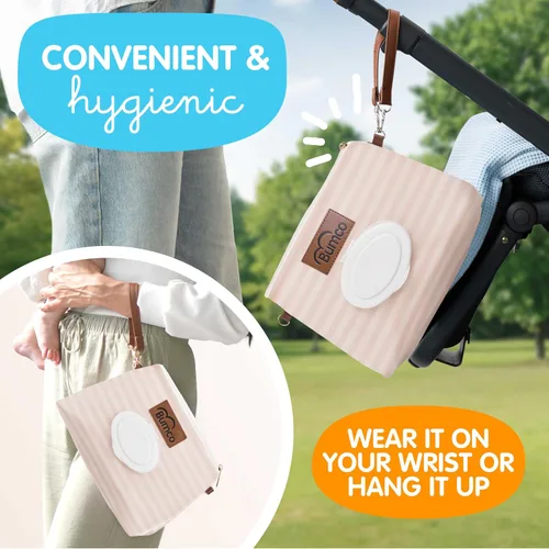 Miniatura 2 de Bumco - Bolsa de mano para pañales – Dispensador de toallitas portátil y soporte para pañales, estuche hermético de viaje para toallitas para bebés