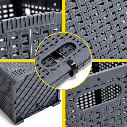 Miniatura 3 de Eslite Cestas de plástico plegables para la ropa sucia de 42 litros, cesta plegable para la ropa, paquete de 2 unidades (gris)