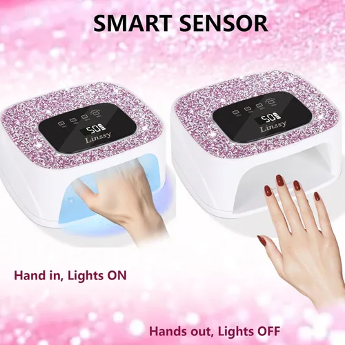 Miniatura 6 de Linssy Lámpara de uñas recargable UV/LED con sensor automático, luz de secado de uñas de gel inalámbrica portátil, 4 tiempos y pantalla LCD