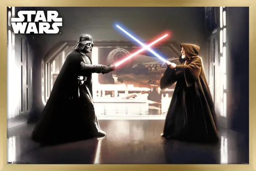 Miniatura 18 de Star Wars: Saga - First Duel Wall Poster, 22.4L x 14.7W, Barnwood Framed Version