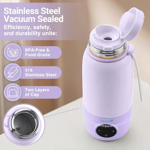 Miniatura 4 de Portable Bottle Warmer for Travel - 17oz 12H Baby Bottle Milk Warmer, Fast Heat Travel Bottle Warmer for Breastmilk, USB Calentador De Biberones on