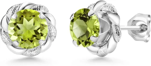Miniatura 218 de Gem Stone King Aretes de plata de ley 925 de 0.236 in con piedra natal redonda para mujer
