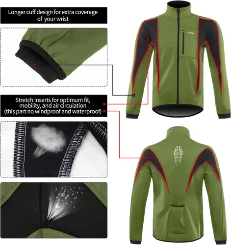 Miniatura 47 de Chaqueta térmica para ciclismo (tejido Softshell, resistente al viento, impermeable, 15K) de ARSUXEO