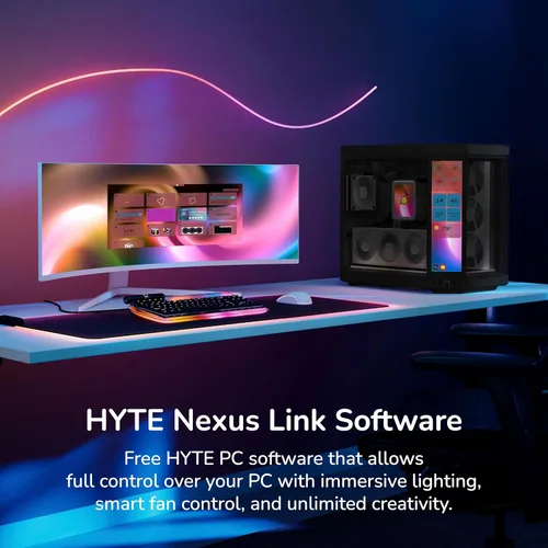 Miniatura 5 de HYTE Y70 - Caja ATX de torre intermedia Touch Infinite de doble cámara con estética moderna y pantalla táctil LCD de 2.5K integrada, color negro
