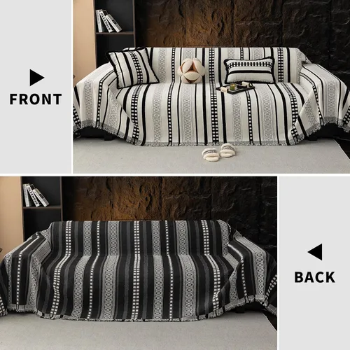 Miniatura 2 de Mantas con Rayas para Sofá, Fundas Boho para Sofá, Mantas para Sofá para Perros, Fundas Medianas para Sofá Reclinable y Silla, Fundas de Sofá