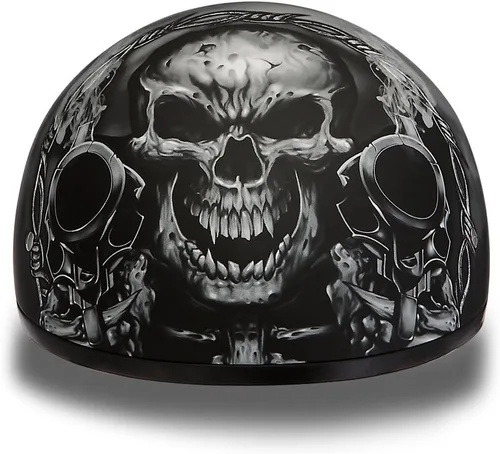 Daytona Helmets - Medio casco de motocicleta con diseño de calavera y huesos cruzados – Aprobado DOT [Gráficos]…