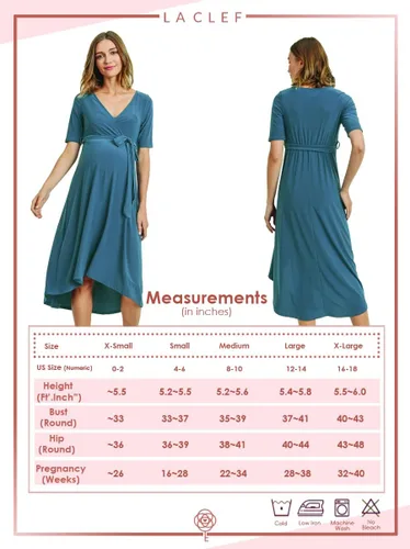 Miniatura 7 de Vestido cruzado de maternidad para mujer, longitud media con cinturón