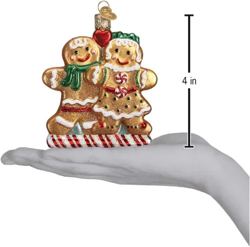 Miniatura 3 de Old World Christmas Adorno de cristal soplado Amigos de Pan de Jengibre para árbol de Navidad, decoración navideña hecha a mano, Colección de Pan