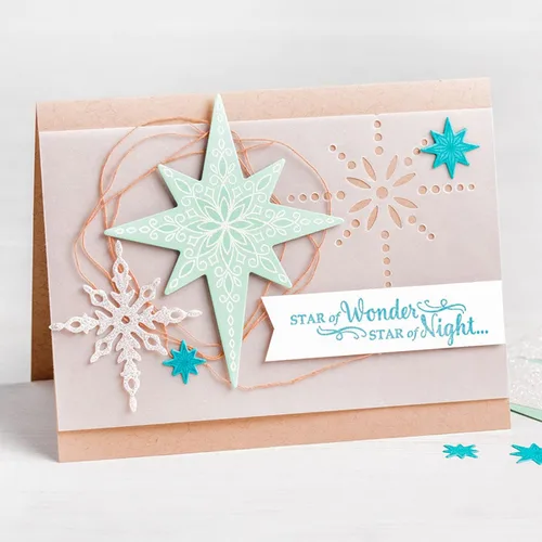 Miniatura 4 de Juego de 7 piezas de troqueles de metal con diseño de copo de nieve Starlight, troqueles de corte de tarjetas de copo de nieve de Navidad