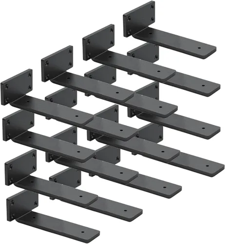 Miniatura 28 de Paquete de 4 soportes de estante flotantes de 8 pulgadas, soporte de estante oculto de 1/5 pulgadas de grosor, soportes de metal de hierro