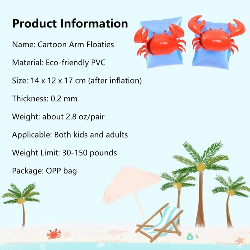 Miniatura 2 de 2 Pack Arm Floaties for Kids - Cute Cartoon Inflatable Pool Arm Floaties Swim Rings, PVC Arm Bands Floater Sleeves for Toddlers Children 3-5-6-12