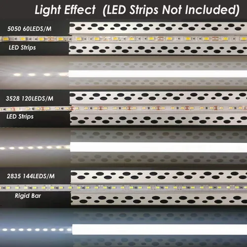 Miniatura 5 de Canal de aluminio LED de yeso, paquete de 6 unidades, 3.3 ft/3.3 pies, perfil de canal LED de aluminio para paneles de yeso sin bordes con tapa