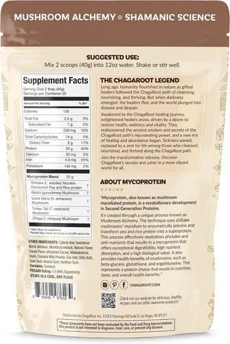 Miniatura 3 de Mycoprotein Mushroom Protein Powder, Chocolate Flavor, 20g Plant Based Protein per Serving, Reishi, Chaga, Lions Mane, Shiitake, Turkey Tail, Vegan