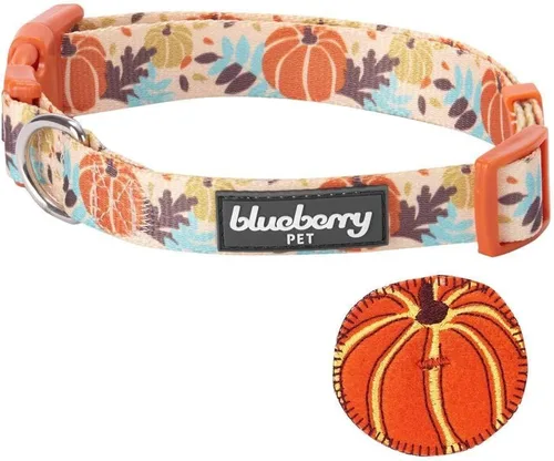 Miniatura 4 de Blueberry Pet-10 patrones de otoño, Halloween, Día de Acción de Gracias, collar de perro, etc., L, Pumpkin Calabaza