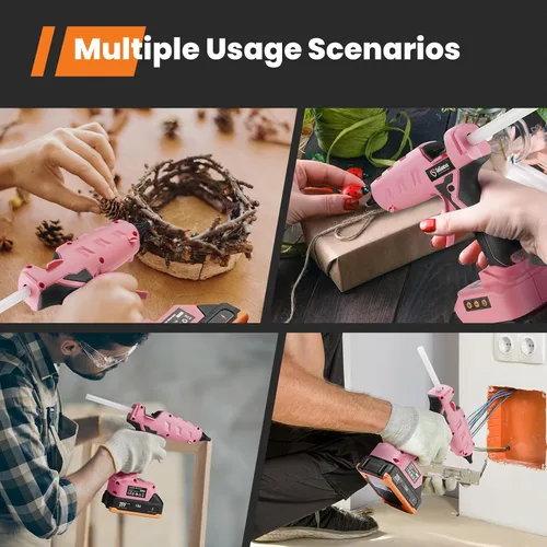 Miniatura 6 de Pistola de pegamento de tamaño completo inalámbrica, GoGonova 20V con ajuste de temperatura, pantalla LCD digital, calentamiento rápido, precisión