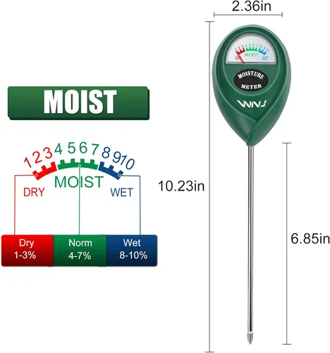 Miniatura 5 de WNJ Paquete de 2 medidores de humedad del suelo, monitor de agua para plantas, medidor de humedad del césped, sensor higrómetro del suelo