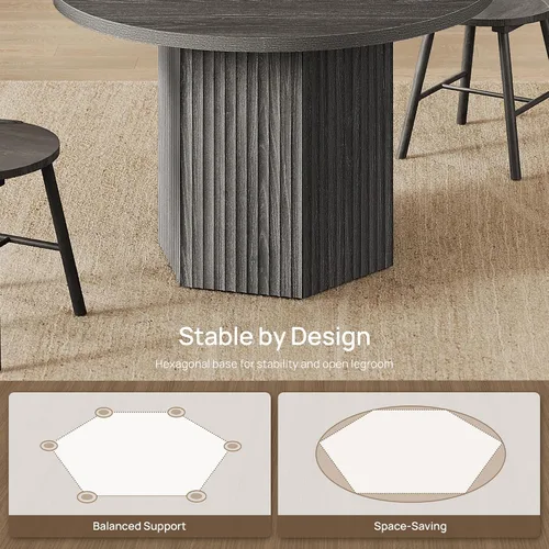 Miniatura 5 de SICOTAS Mesa de comedor redonda para 4, 6 personas, 47 pulgadas, mesa de comedor moderna circular de madera con base resistente para comedor