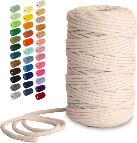 Miniatura 162 de Nook Theory - Cuerda de macramé de 3 mm, 220 yardas de cuerda de algodón, hilo de 4 mm y 5 mm, cuerda para manualidades, perfecta para colgantes