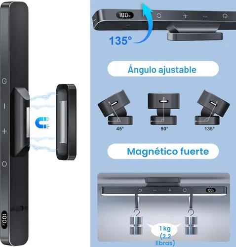 Miniatura 6 de WILLED Luces de espejo regulables de 3W, luz de pared ajustable de 3 colores con 120 LED, control táctil, luz de maquillaje recargable de 2000mAh