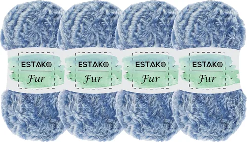 Miniatura 35 de Estako Piel 100% poliéster, suave, súper grueso, esponjoso, pelo sintético, hilo de tejer y ganchillo, 3.52 oz (100gr) 71 yardas (213.3 ft)