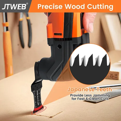 Miniatura 3 de JTWEB Hojas de sierra oscilantes de dientes japoneses de madera, 10 cuchillas multiherramienta con borde en forma de arco para madera, plástico