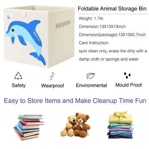 Miniatura 3 de Contenedores plegables de almacenamiento con forma de cubo de animales, caja de juguetes de tela, cofre/organizador para niños pequeños/niños, sala