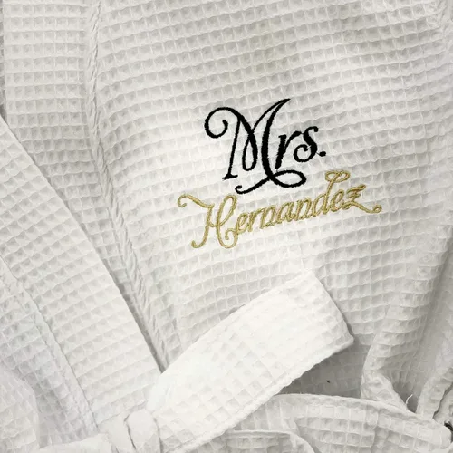 Miniatura 4 de Classy Bride Juego de 2 batas de spa personalizadas Mr. and Mrs, Negro, Blanco
