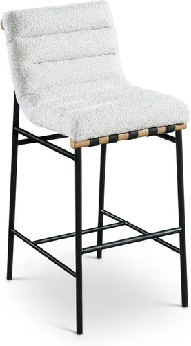 Miniatura 18 de Meridian Furniture 846Black-C Burke Collection Modern Taburete de bar contemporáneo con cuero vegano negro suave, marco de metal negro mate