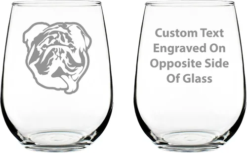 Copa de vino personalizada Bulldog sin tallo, vasos grandes, regalos lindos para los amantes de los perros con bulldogs ingleses, vasos