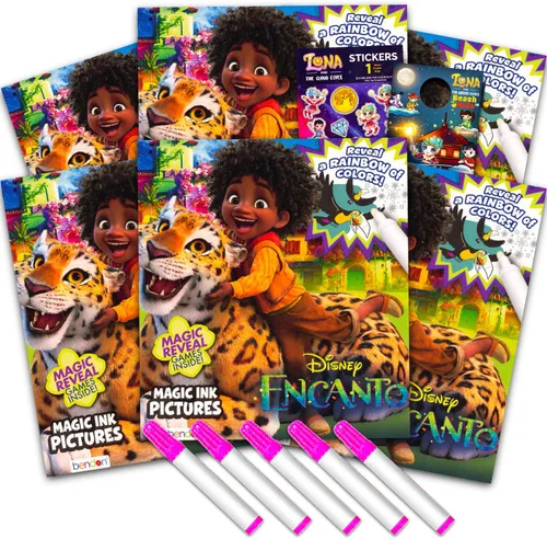 Bendon Disney Encanto Imagine - Juego de libros para colorear de tinta para niñas y niños, paquete de 6 libros para colorear sin ensuciar con