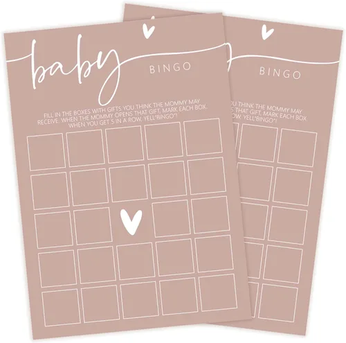 Juegos de baby shower, tarjetas de juego de bingo rosa para baby shower, 30 juegos de decoración de fiesta de revelación de género - F03
