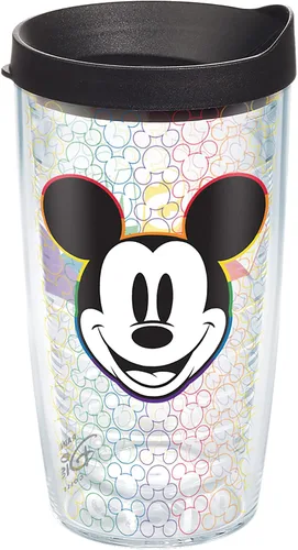 Tervis Vaso aislado de doble pared Disney Mickey Rainbow hecho en Estados Unidos mantiene las bebidas frías y calientes, 16 onzas, clásico