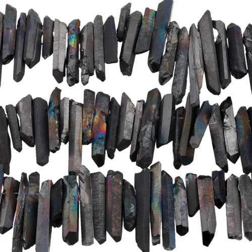 Miniatura 15 de TUMBEELLUWA Puntas de cristal de cuarzo para bisutería Cuentas de cristal de cuarzo con revestimiento de titanio pulidas o en bruto 15 pulgadas