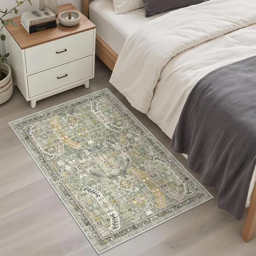 Miniatura 746 de Madane Tapete lavable de 2 x 10 pies para pasillo, cocina, recibidor, clásico, suave, antideslizante para interiores, casa de campo, baño, sala