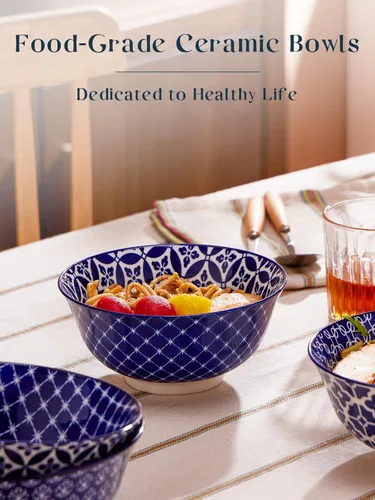Miniatura 3 de DOWAN Juego de 6 Tazones de Cereal, Tazones de Sopa de Cerámica de 23 OZ, Tazones Pequeños de Postre de 6 Pulgadas para Fruta, Aperitivos, Helado