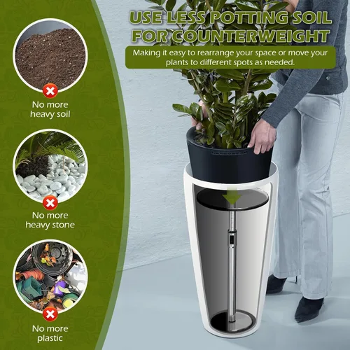 Miniatura 6 de Elevadores de plantas ajustables de 11 a 17 pulgadas para maceta interior, 1 juego de elevadores de plantas para macetas al aire libre, inserto