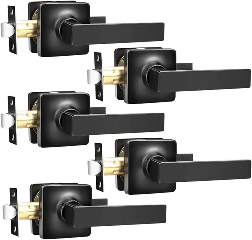 Miniatura 21 de GOBEKOR Paquete de 1 manija de paso, manijas de puerta negras para cerradura de puerta de armario, manija de puerta interior sin llave con cerradura