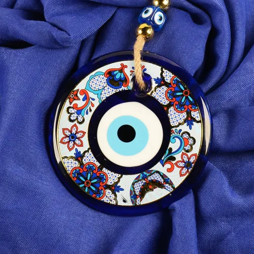 Miniatura 4 de Adorno colgante de pared de cuentas de mal de ojo de 5 pulgadas, dije de protección del hogar, cuentas turcas de Nazar, adorno hecho a mano (TM1004)