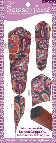 Miniatura 17 de Fundas protectoras para tijeras de diseñador, 4 unidades, tamaño surtido, diseño floral victoriano azul #4-304 Jardín floral victoriano azul