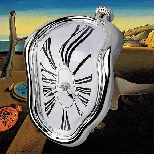 Reloj derretido de Salvador Dalí para decoración en casa, oficina, estante, escritorio, regalo divertido y creativo, color plateado Roma Roma Plata
