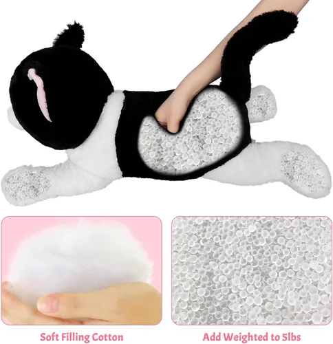 Miniatura 7 de Wepop Animales de Peluche con Peso de 5 Libras, Peluche de Gato Grande de 24 Pulgadas con Peso, Almohadas de Peluche para Abrazos, Regalos
