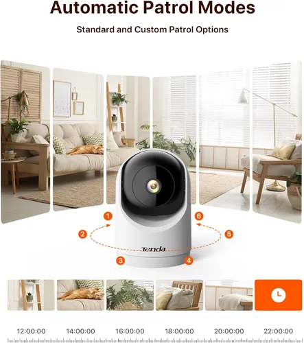 Miniatura 3 de Tenda Cámara de seguridad interior 2K para monitor de bebé, WiFi 6 para mascotas/perros, para seguridad del hogar, panorámica/inclinación de 360°