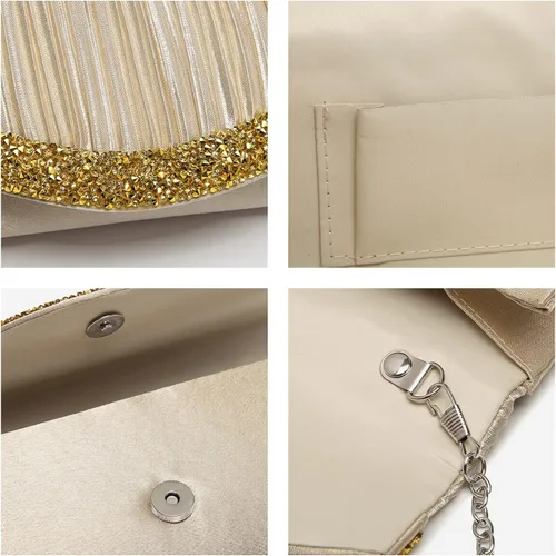 Miniatura 6 de Dasein Bolsos de noche de satén para mujer bolsos de mano bolsos de boda bolsos formales para fiesta graduación con diamantes de imitación