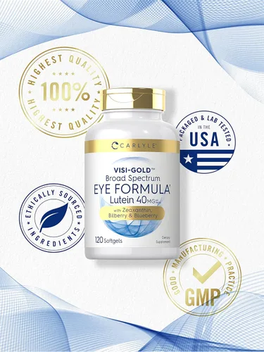Miniatura 6 de Carlyle Suplemento para la salud ocular 120 cápsulas blandas con luteína de 40 mg, zeaxantina, arándano y arándano Vitaminas de apoyo ocular