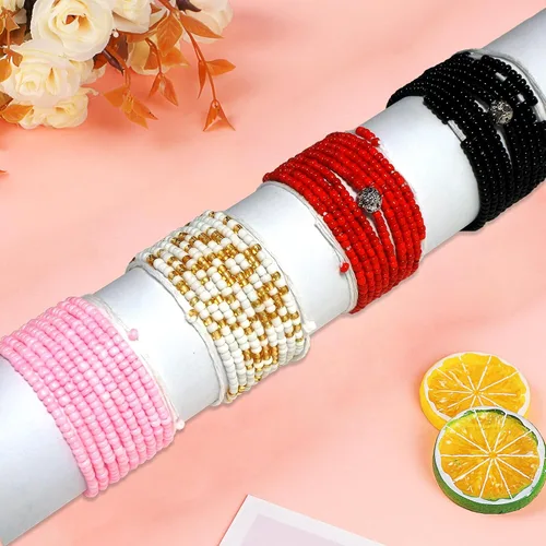 Miniatura 8 de 4 cuentas de cintura africana hechas a mano de 50 pulgadas para mujer, no elásticas (corbata)